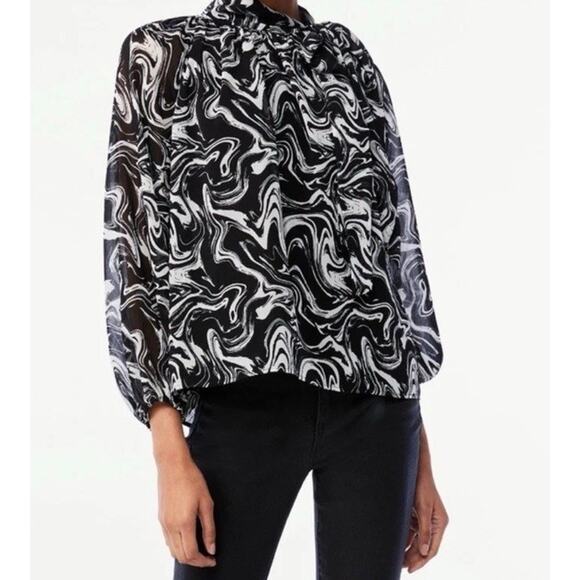 Scoop Tie Neck Blouse Retro Style Sheer Long Sleeve Women’s Size Small (4-6) - Picture 6 of 16